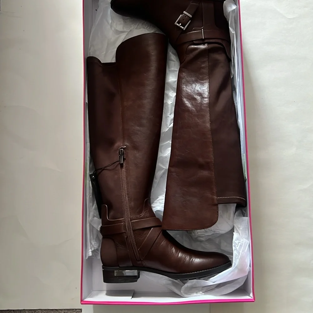 Vince Camuto Brown‎ Leather Boots Paton over the knee